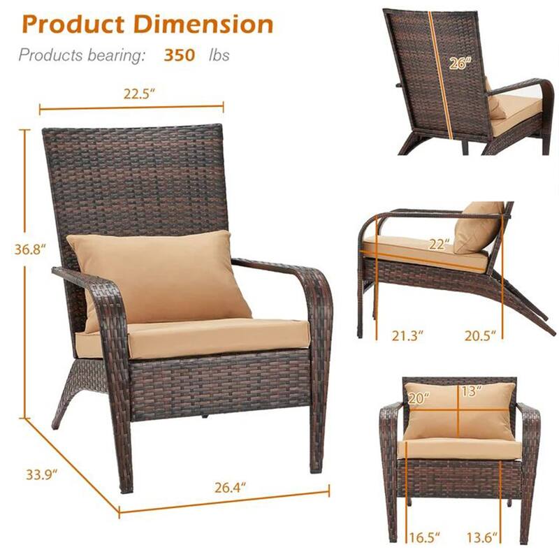 AECOJOY Patio Chairs High Back Wicker Outdoor Dining Chair(Set of 2)