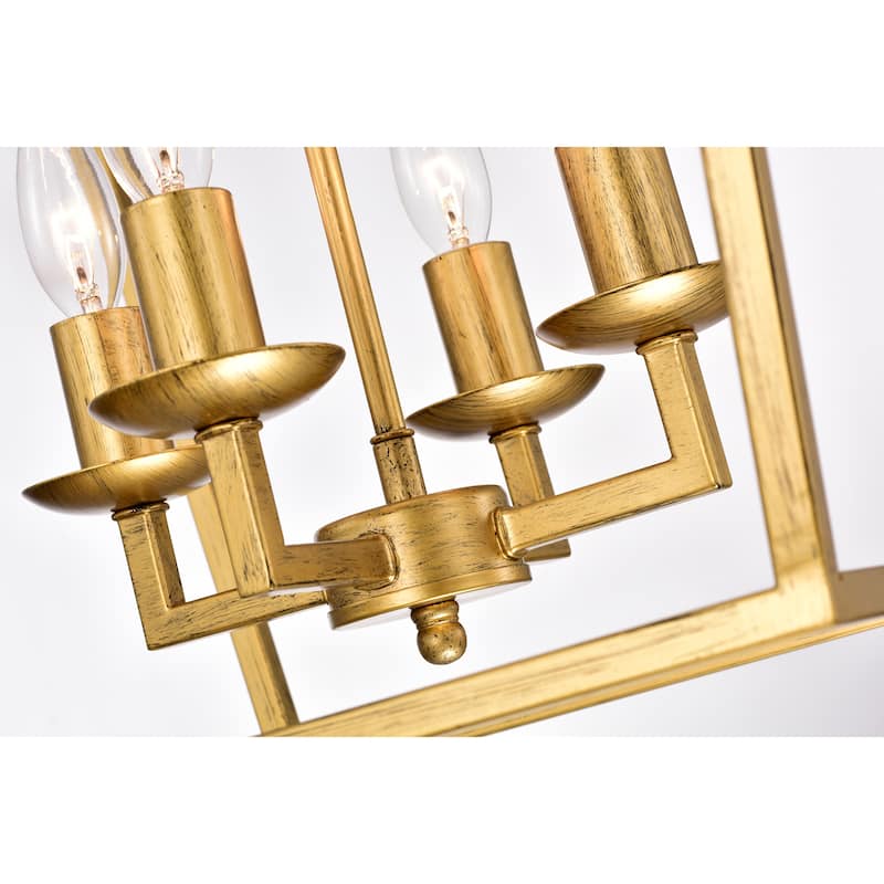 Valentin Gold 4-Light Metal Lantern Chandelier