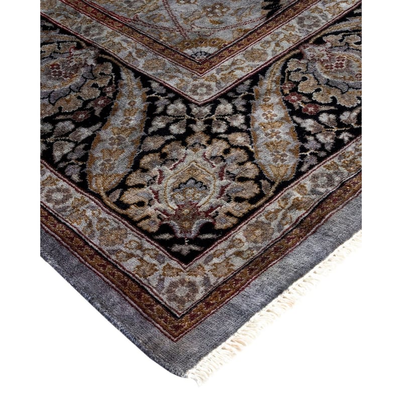 Overton Hand Knotted Wool Vintage Inspired Modern Contemporary Overdyed Gray Area Rug - 6' 1" x 8' 10"