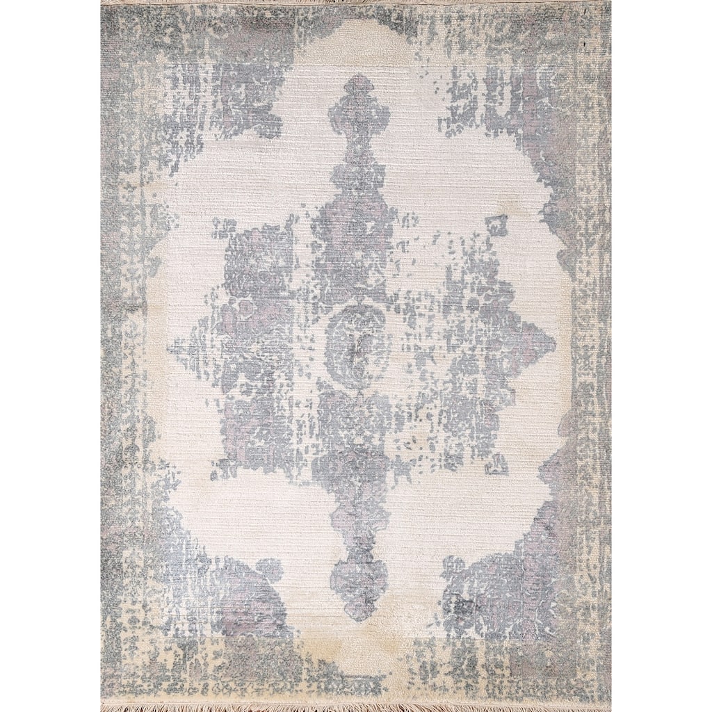 Abstract Oriental Accent Rug Wool Carpet - 4'0"x 5'7"