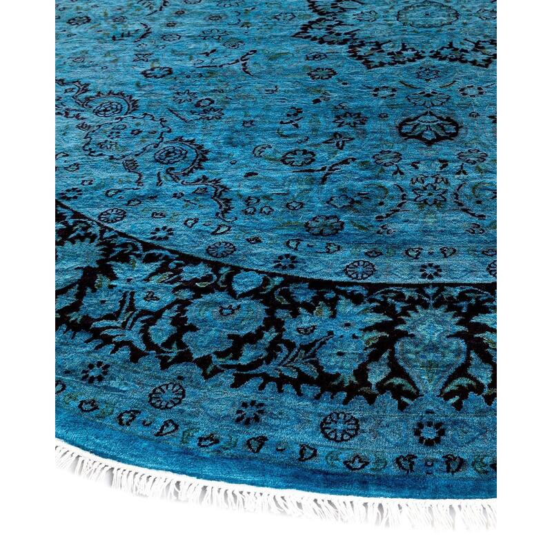 Fine Vibrance, One-of-a-Kind Hand-Knotted Area Rug - Blue, 8' 1" x 8' 2" - 8' 1" x 8' 2"