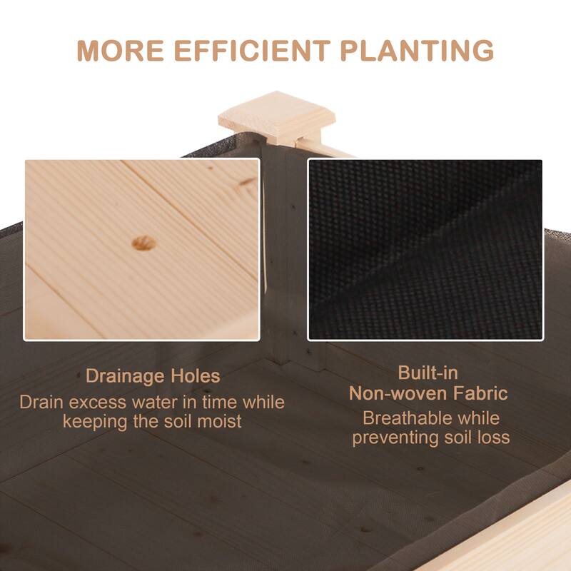 Outdoor Raised Garden Bed with Legs, Elevated Wooden Garden Self-Draining Planter Box for Gardening Backyard Patio, Natural