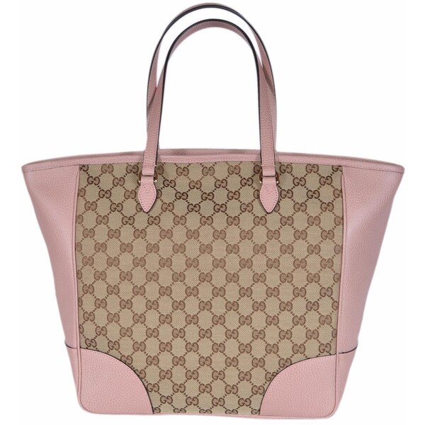 Shop Gucci Women&#39;s 449242 Beige Pink Large Bree GG Guccissima Purse Handbag Tote - ebony beige ...