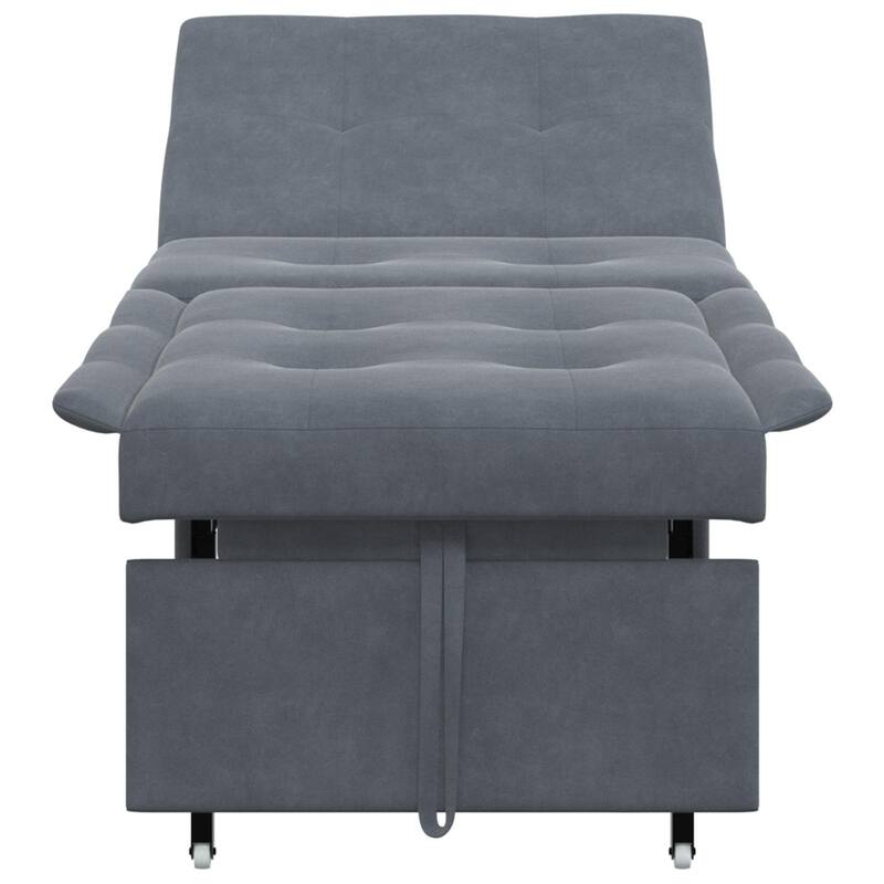 vidaXL Sofa Bed 3-in-1 Pull-Out Design Black/Dark Grey Velvet - 76.4 x 26.4 x 32.3
