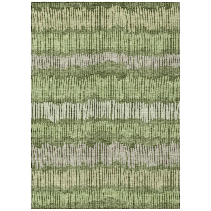 Machine Washable Indoor/ Outdoor Chantille Stripe Abstract Rug