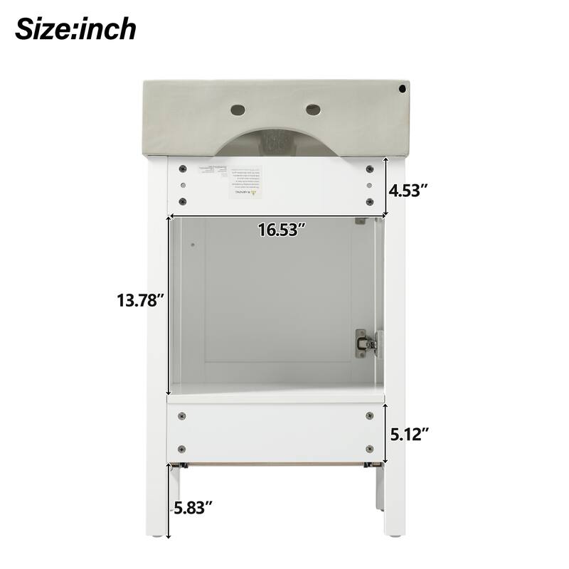 20.28" Modern Bathroom Vanity with Ceramic Sink, Solid Wood Frame, and Drawer -Ideal for Small Bathrooms