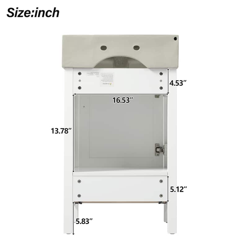 Small Bathroom Vanity 20 Inch with Sink, Solid Wood Cabinet, 1 Drawer 1 Door Storage, Freestanding, Modern Design