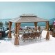 preview thumbnail 7 of 142, Outdoor Hardtop Gazebo Pergola w Galvanized Steel Roof and Aluminum Frame, Prime Curtains and nettings include 10*13 H