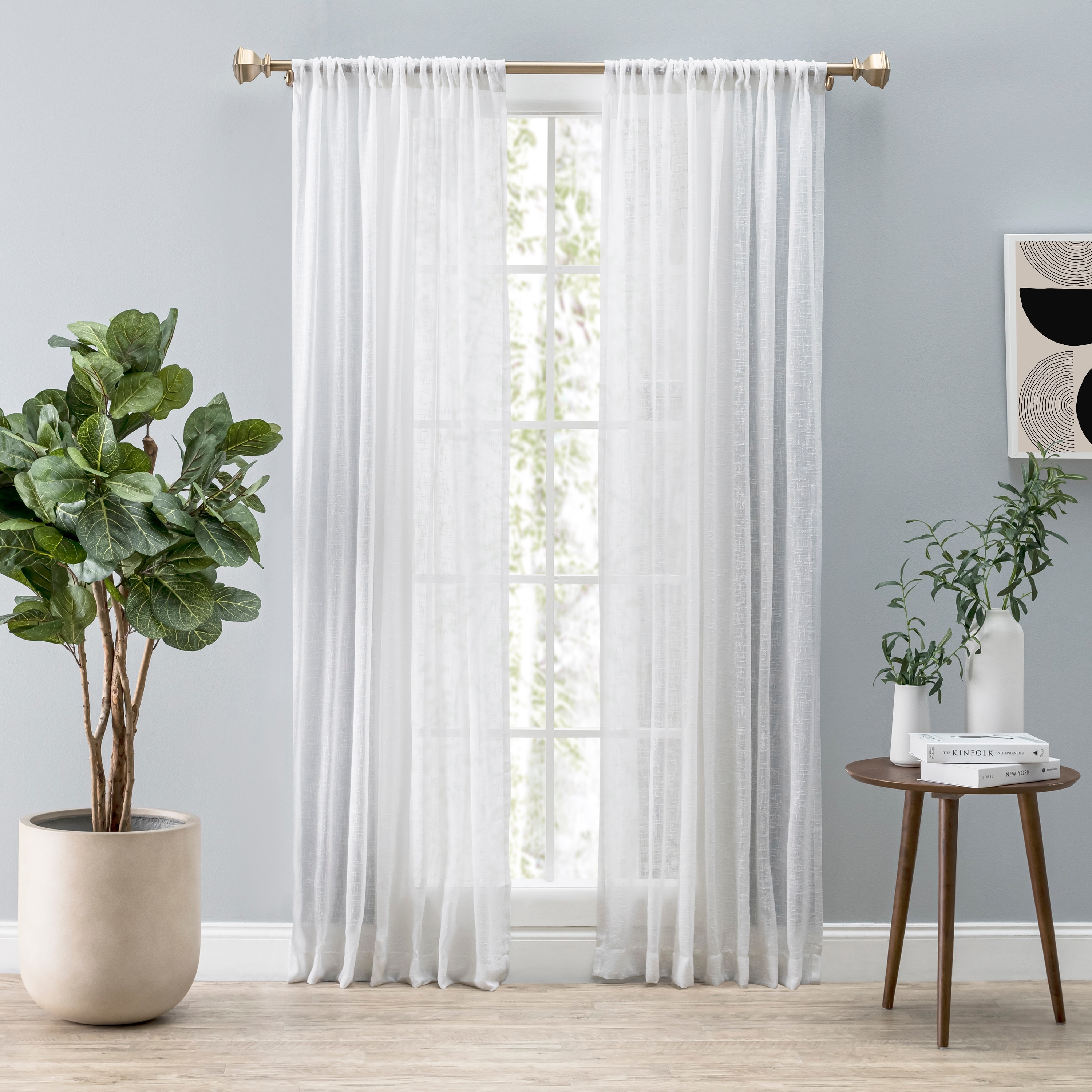 Shannon Premium Slubbed Linen Rod Pocket Curtain Panel (Single Panel)