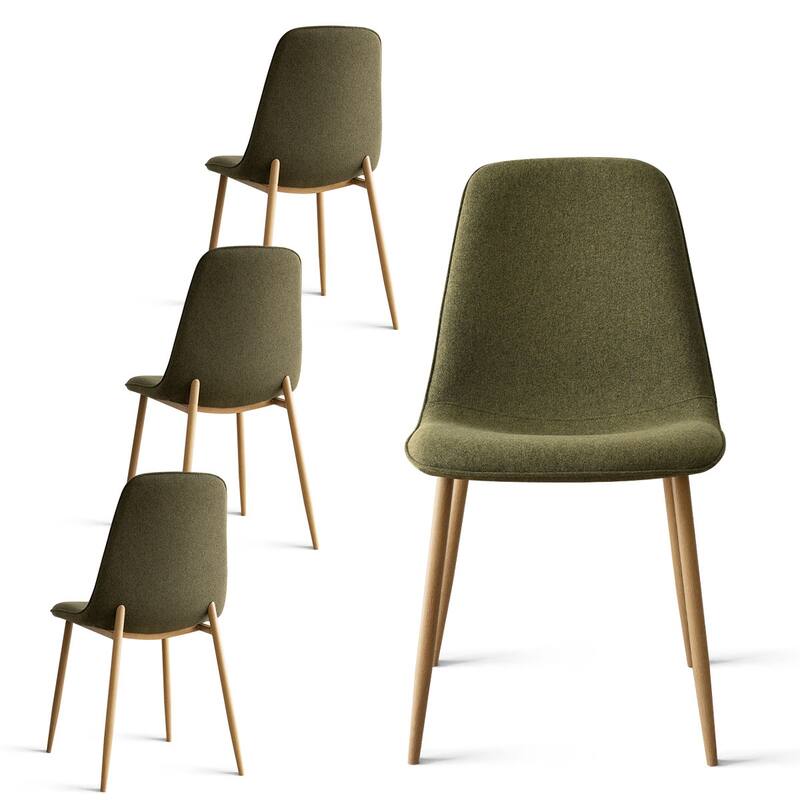 46" Pedestal Dining Table Set with 4 Upholstered Dining Chairs