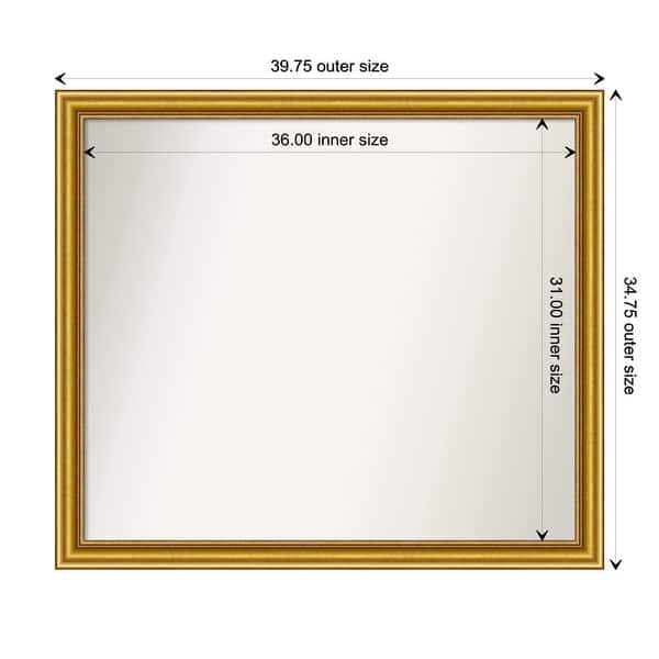 dimension image slide 66 of 139, Townhouse Gold Framed Non-Beveled Custom Wall Mirror, Bathroom Vanity Mirror