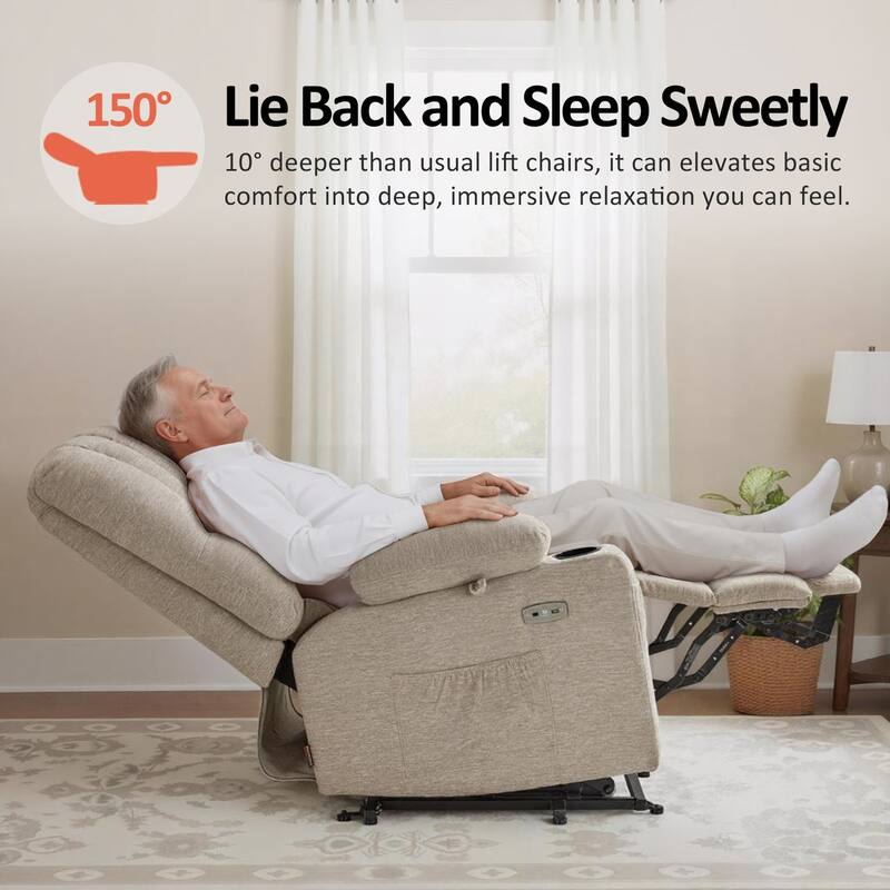 Power Lift Recliner Chair for Elderly, Massage and Heat, Faux Leather & Fabric