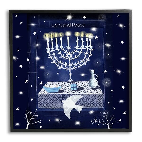 slide 2 of 21, Stupell Light & Peace Menorah Stars Framed Giclee Art by Susse Linton 12 x 12 - Black