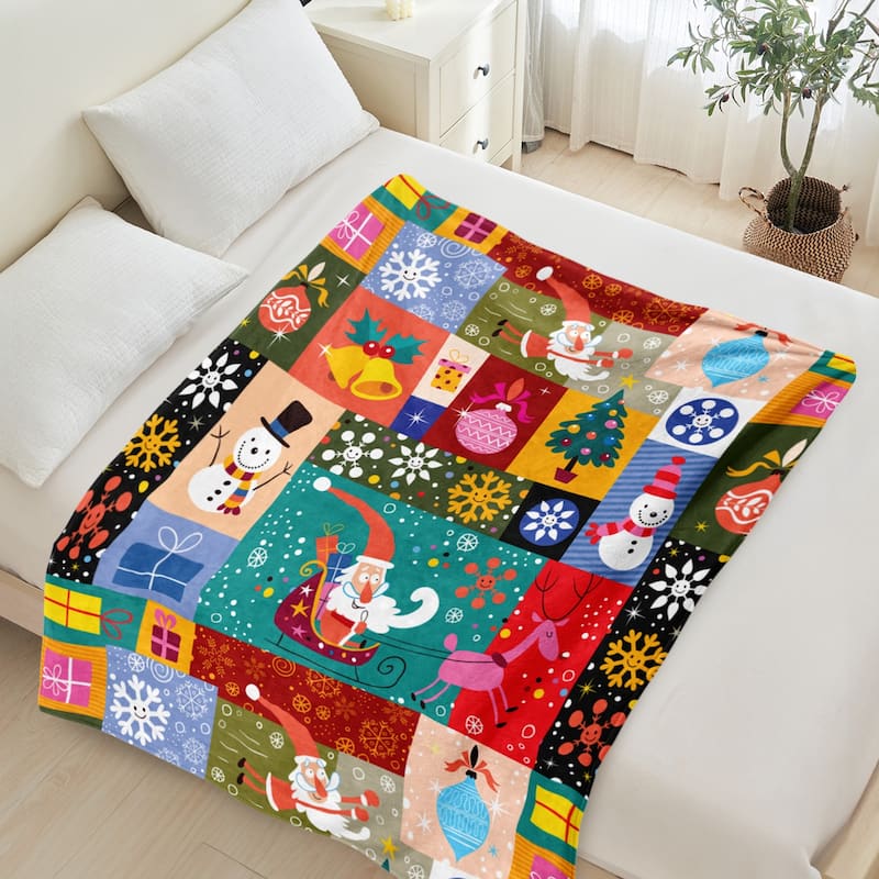 Christmas Throw Blanket Holiday Xmas Gift Fleece Blanket