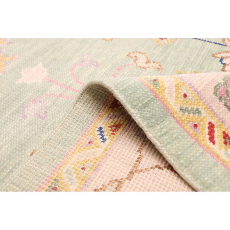 ECARPETGALLERY Hand-knotted Modern Oushak Light Green Wool Rug - 7'11 x 10'1