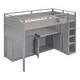 preview thumbnail 1 of 14, Wood Gray Twin High Loftbed Frame with Super Storage Space Gray - Twin