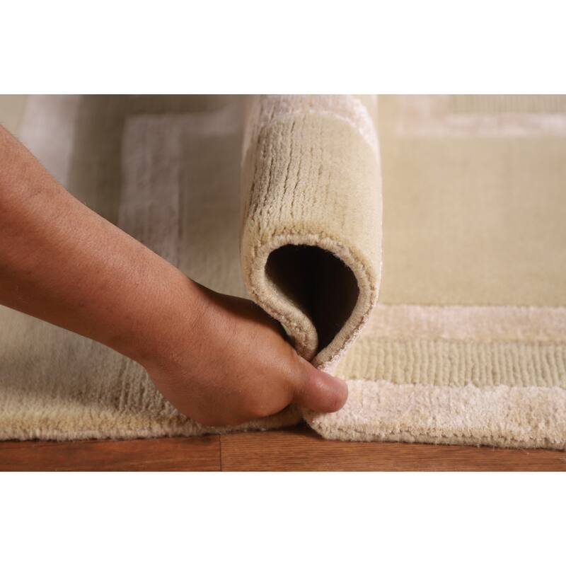 Geometric Modern Large Area Rug Hand-Knotted Wool Carpet - 10'0" x 13'7"