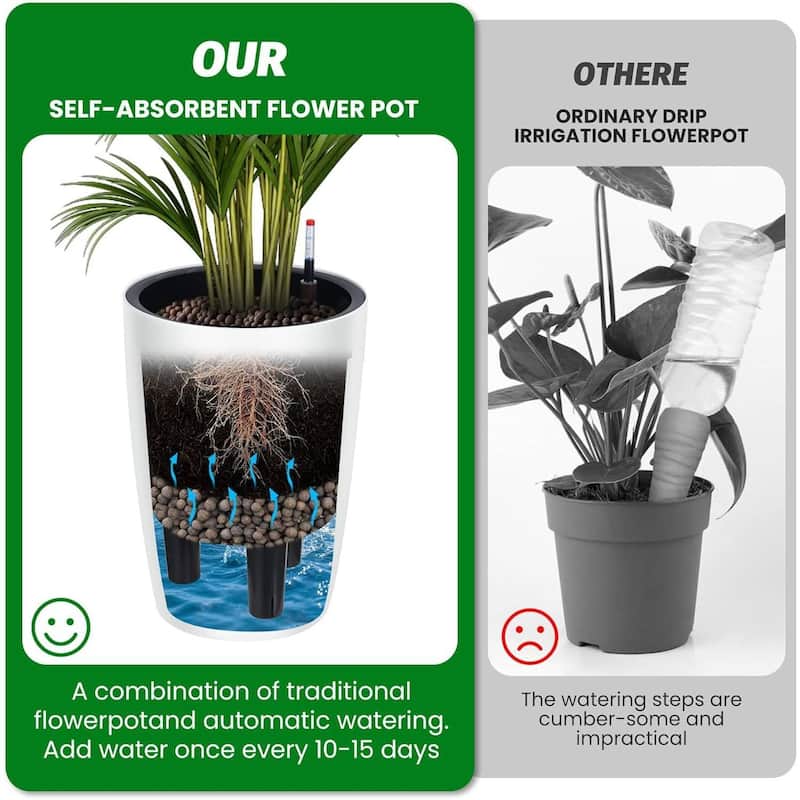 Set of 4 16" Outdoor Indoor Planter Pots with Drainage Holes for Garden, Patio, Balcony, Lounge