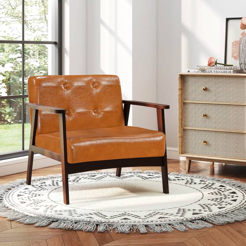 Costway 2PCS Accent Chair Button Tufted Mid-century Modern Lounge - See Details