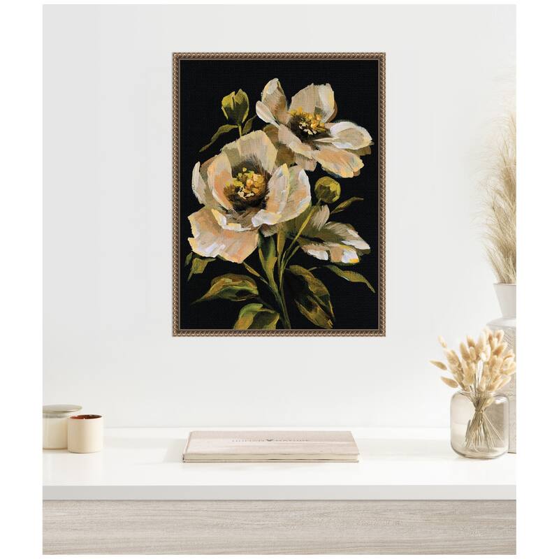 Kate and Laurel Sylvie Moody Floral 8 Framed Canvas by Annie Quigley