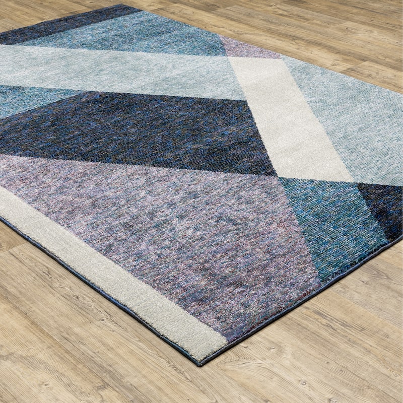 Style Haven Stephan Modern Art-deco Inspired Blue Area Rug