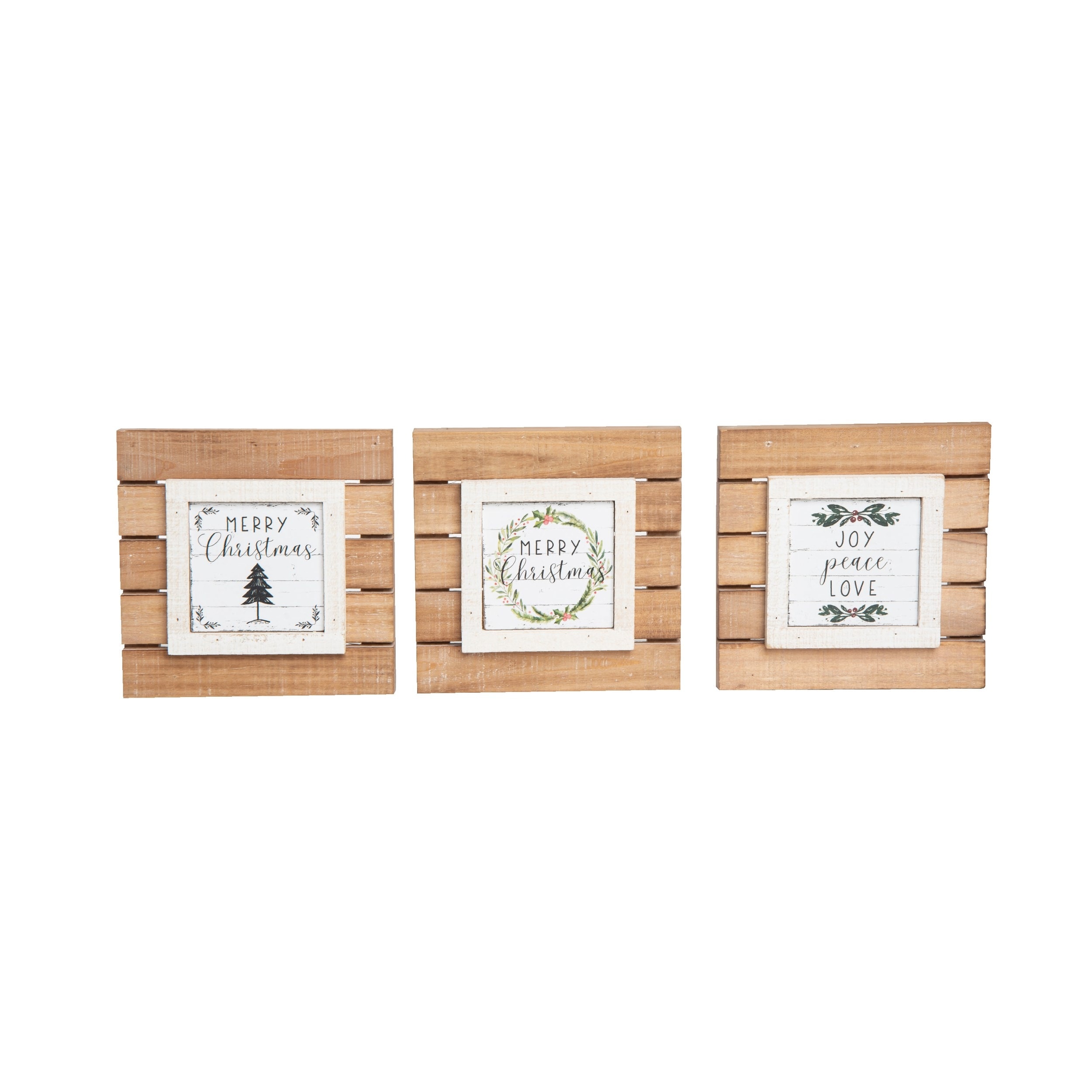 Wood Multicolored Christmas Festive Joy Peace Love Decor Set