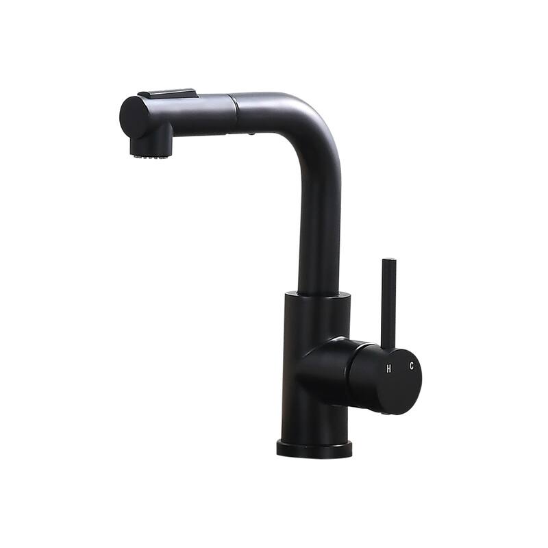 Modern 360° Swivel Bathroom Sink Faucet with Pull Out Sprayer, Suitable for Bar Sinks and Small Single Basin Sinks