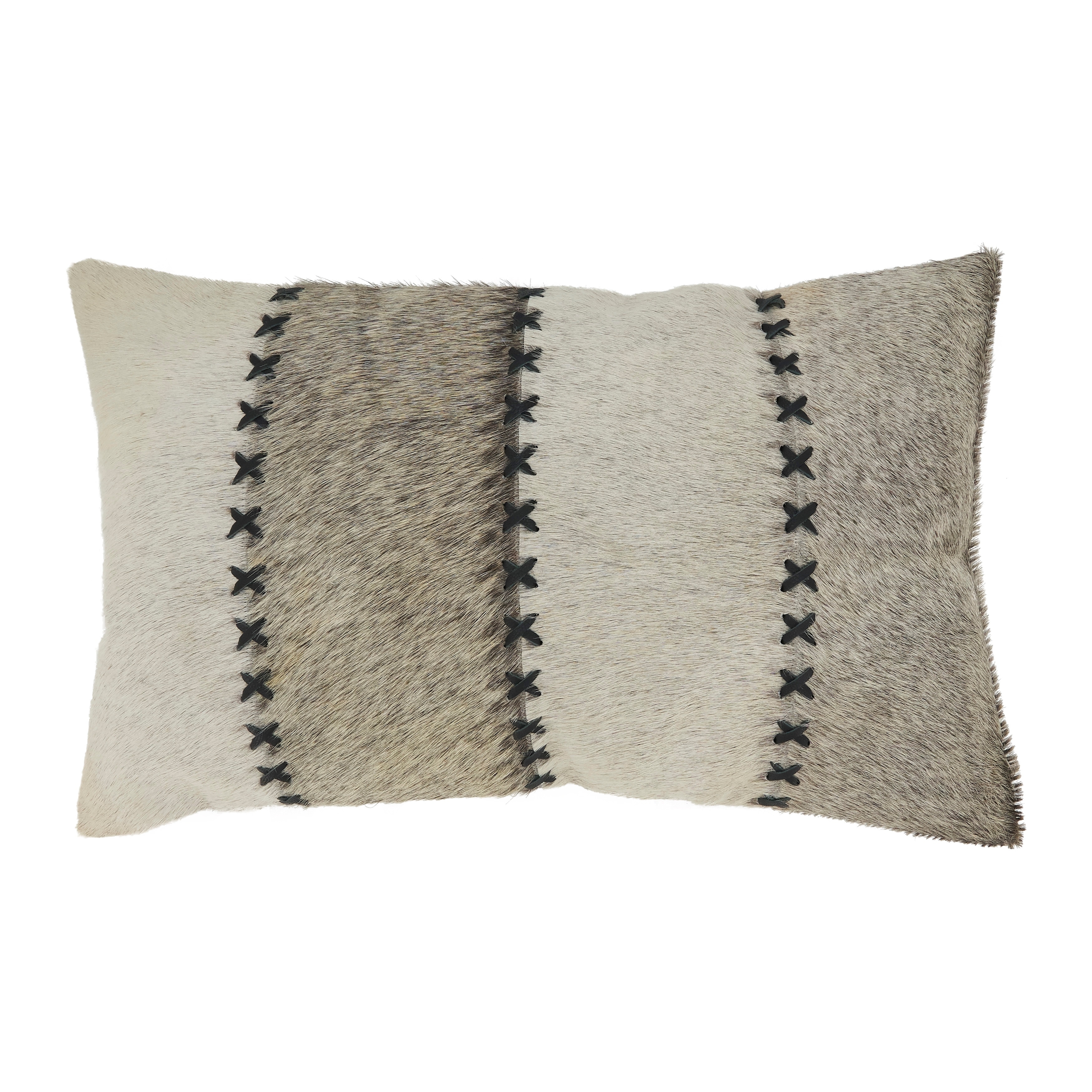 Stitched Hair on Leather Throw Pillow