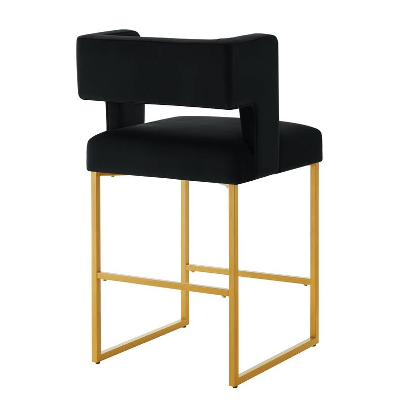 Modern Fashion Counter Height Bar Stools With Unique Square Open Backrest
