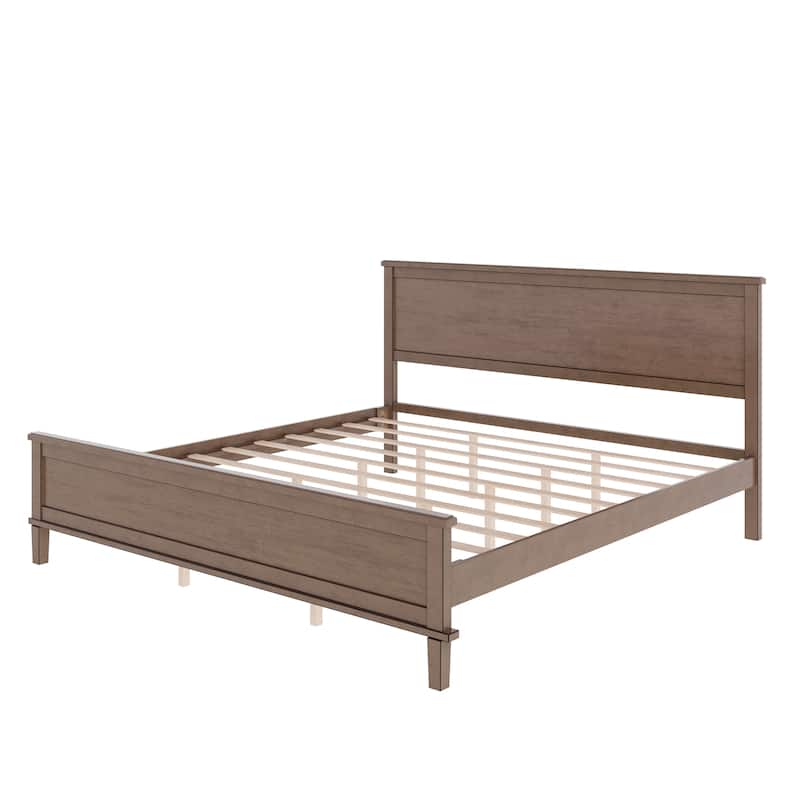 Classic Platform Bed Wood Slat Support Bed Headboard, Underbed Storage