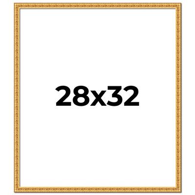 28x32 Frame Gold Real Wood Picture Frame Width 1 inches | Interior