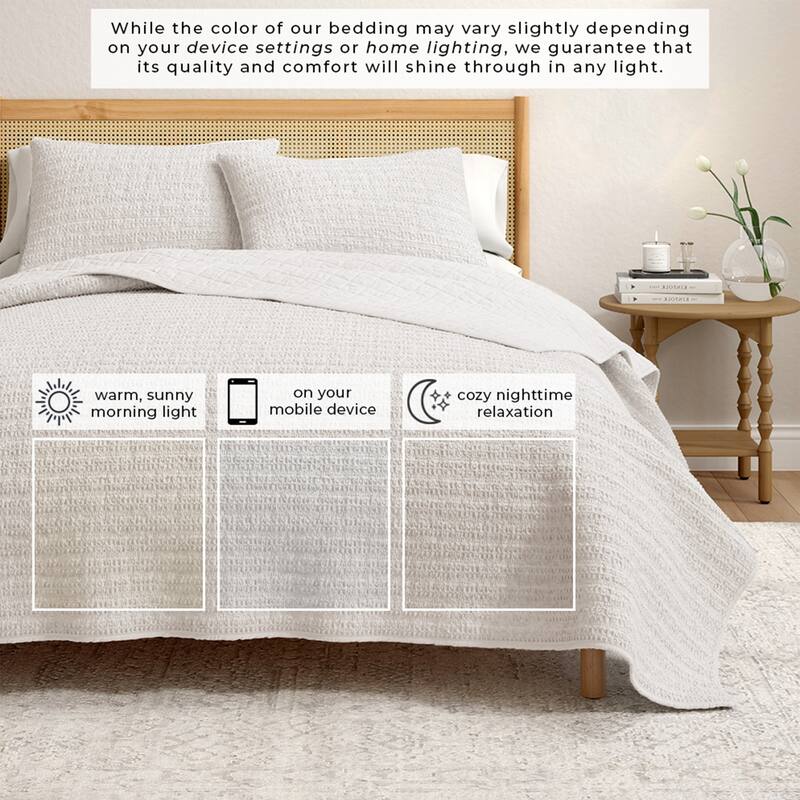 Linery & Co. Cotton Honeycomb Waffle Garment Washed Quilt Set