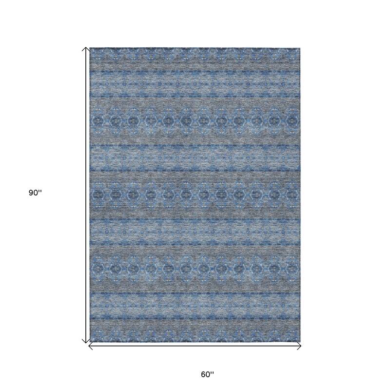 HomeRoots Floral Medallion Transitional Rectangle Outdoor Rug