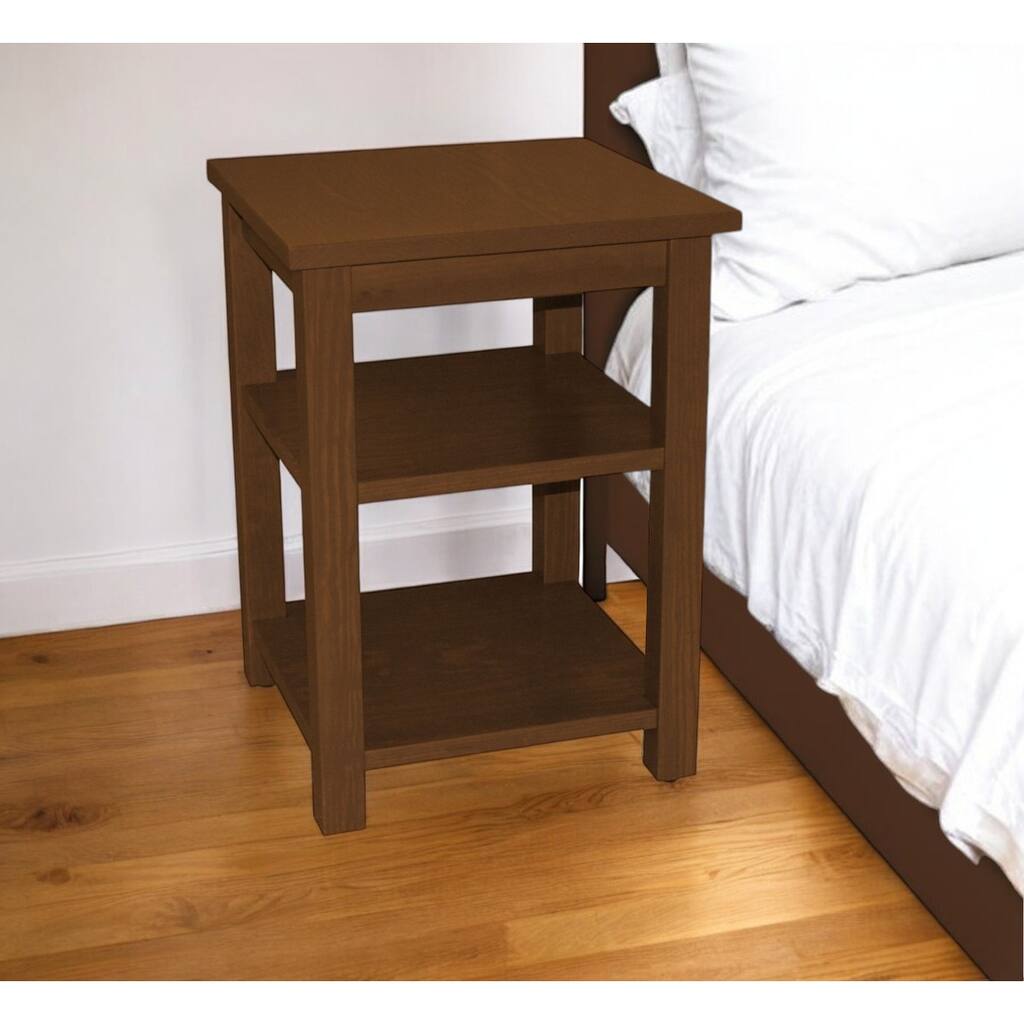 28-Inch Solid Wood Nightstand with 2 Open Shelves