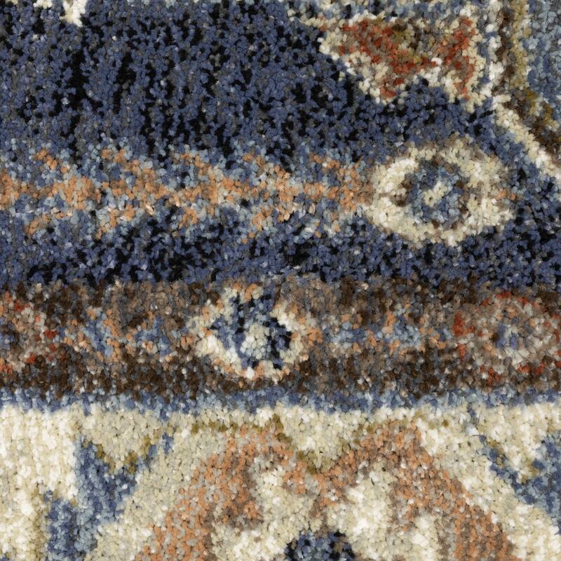 ROW Gemma Triple Medallion Traditional Blue/Rust Area Rug