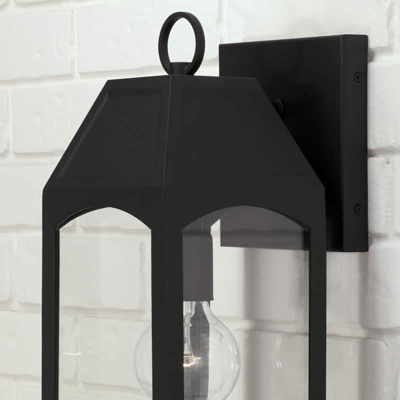 Burton Outdoor 1-light Black Small Wall Lantern w/ Clear Glass
