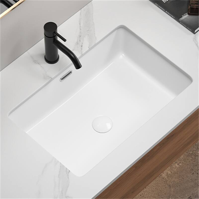 24" x 16" White Ceramic Undermount Kitchen Sink - White