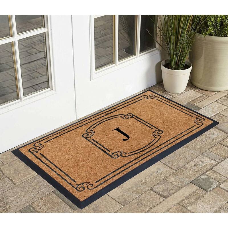 A1HC Natural Coir Monogrammed Door Mat For Front Door, 30"x48"