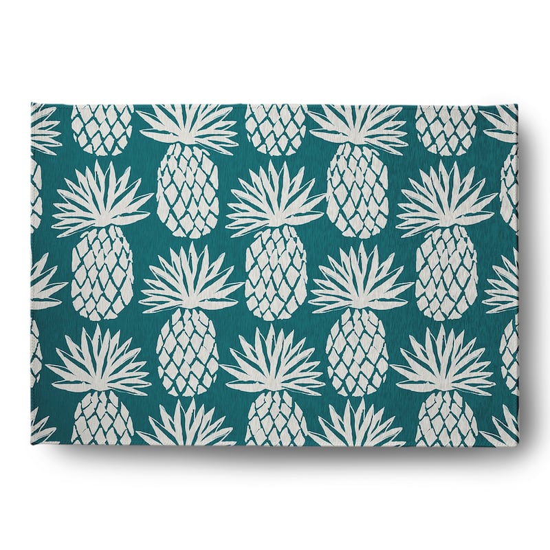Pineapple Pattern Indoor/Outdoor Rug - Ocean Teal - 5' x 7'