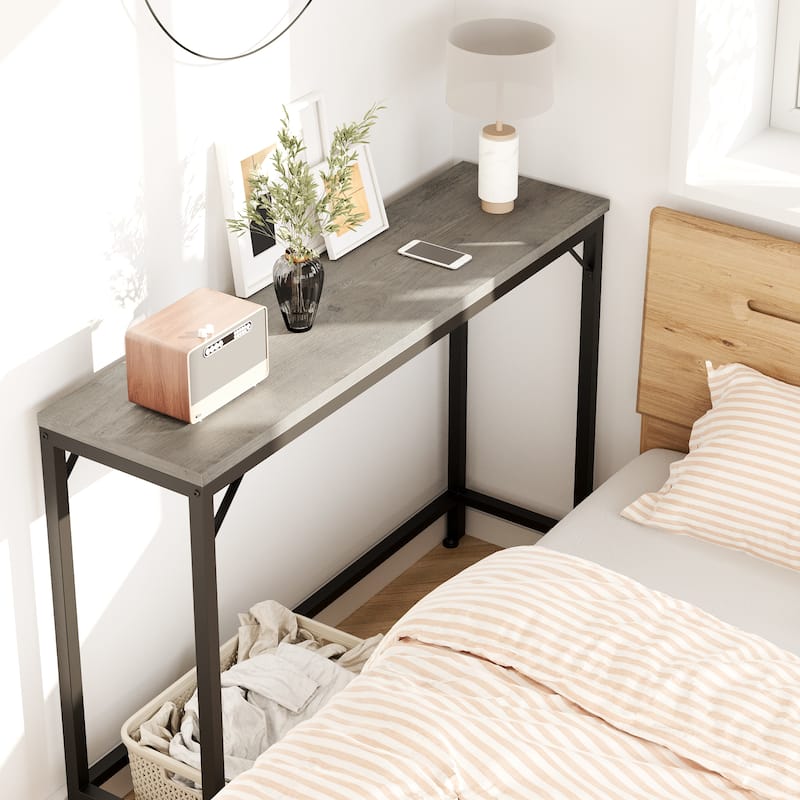 Narrow Console Table Sofa Table Industrial Hallway Table for Entryway - Grey