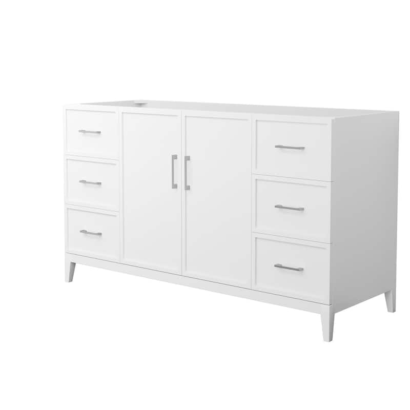 Elan 60-inch Single Vanity Cabinet - White, Nickel Trim, No Top