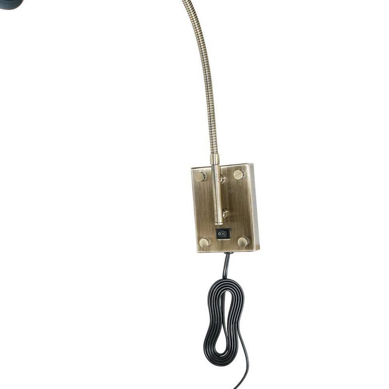 Metal Round Wall Reading Lamp with Plug In Switch, Silver and Gray