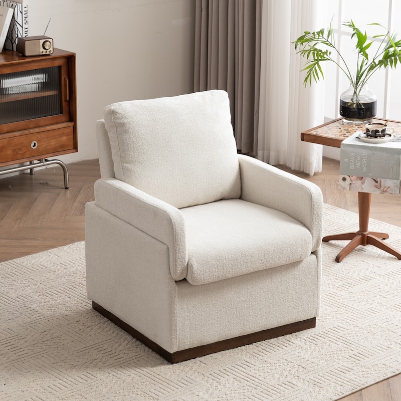 Accent Chair, Oversized Armchair, Modern Comfy Reading Chair - White