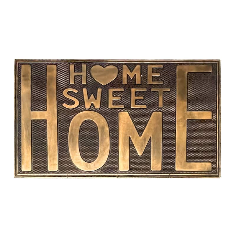 Home Sweet Home Rubber Pin Mat Bronze Hand Finished Doormat 18" X30"