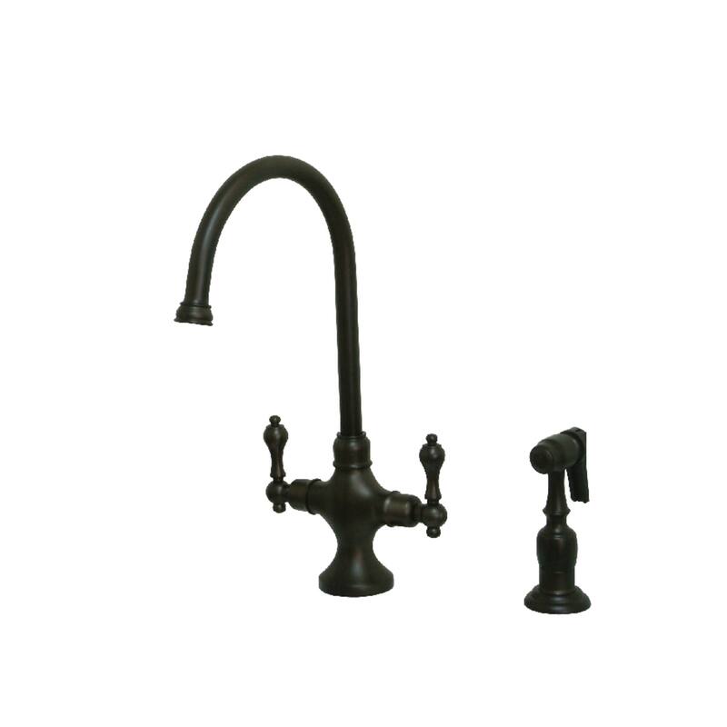 Vintage Two-Handle Kitchen Faucet with Brass Sprayer