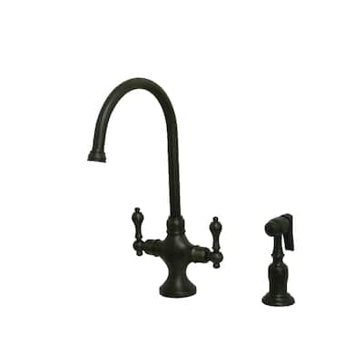Vintage Two-Handle Kitchen Faucet with Brass Sprayer