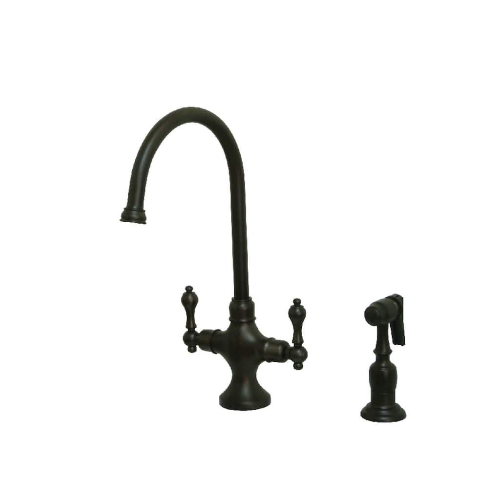 Vintage Two-Handle Kitchen Faucet with Brass Sprayer