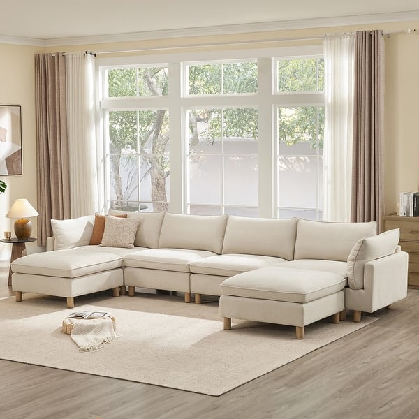 Spruce & Spring Modular Cloud Couch Sofa with Wood Legs for Living Room - On Sale - Bed Bath & Beyond