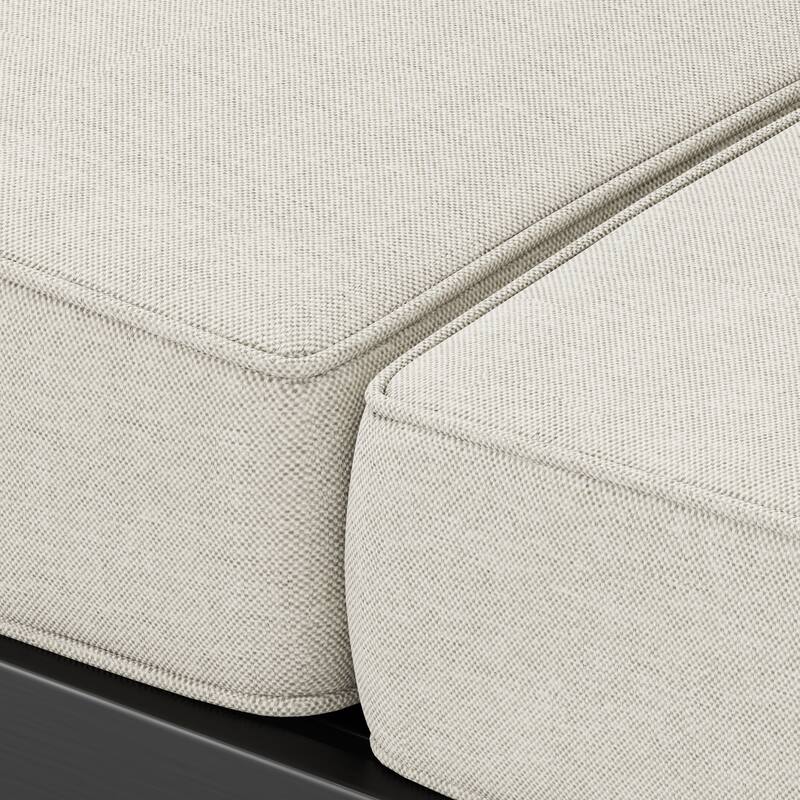 Roomfitters Maya Bay Outdoor Aluminum Loveseat with Rust Resistant Frame, Black and Beige