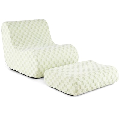 Teddy Velvet Bean Bag Chair with Ottoman for Lounge - 38" x 30.5" x 28.5"